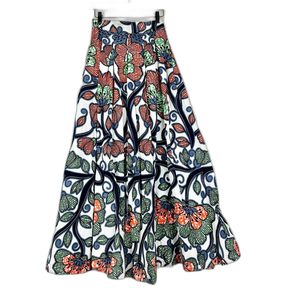 Francis + Benedict Maxi Skirt African Wax Print Floral Size XS Pockets Cotton